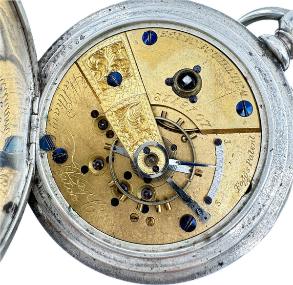 Antique 18 Size Waltham 4 Ounce Key Wind Pocket Watch W.W.Co. Coin Silver Runs