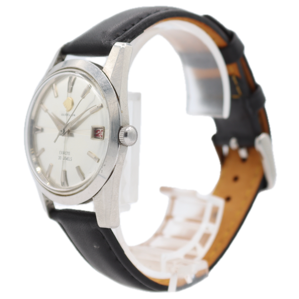 Vintage 34mm Golden Lion Exacto Date Men's Automatic Wristwatch Swiss Steel