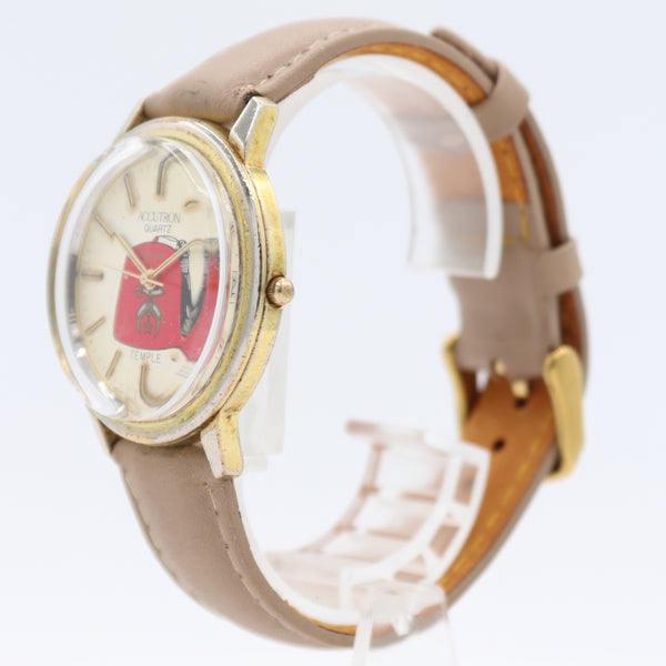1989 Accutron 92572T Midian Temple Men's Quartz Wristwatch Swiss Gold Tone Date