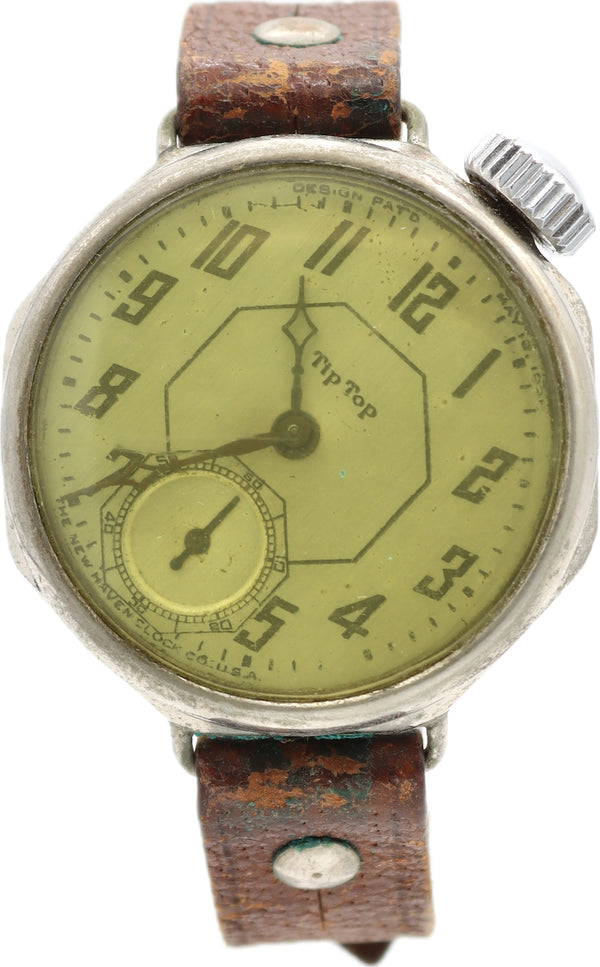 Vintage 36mm New Haven Clock Co. Tip Top Octagon Offset Crown Men's Wristwatch