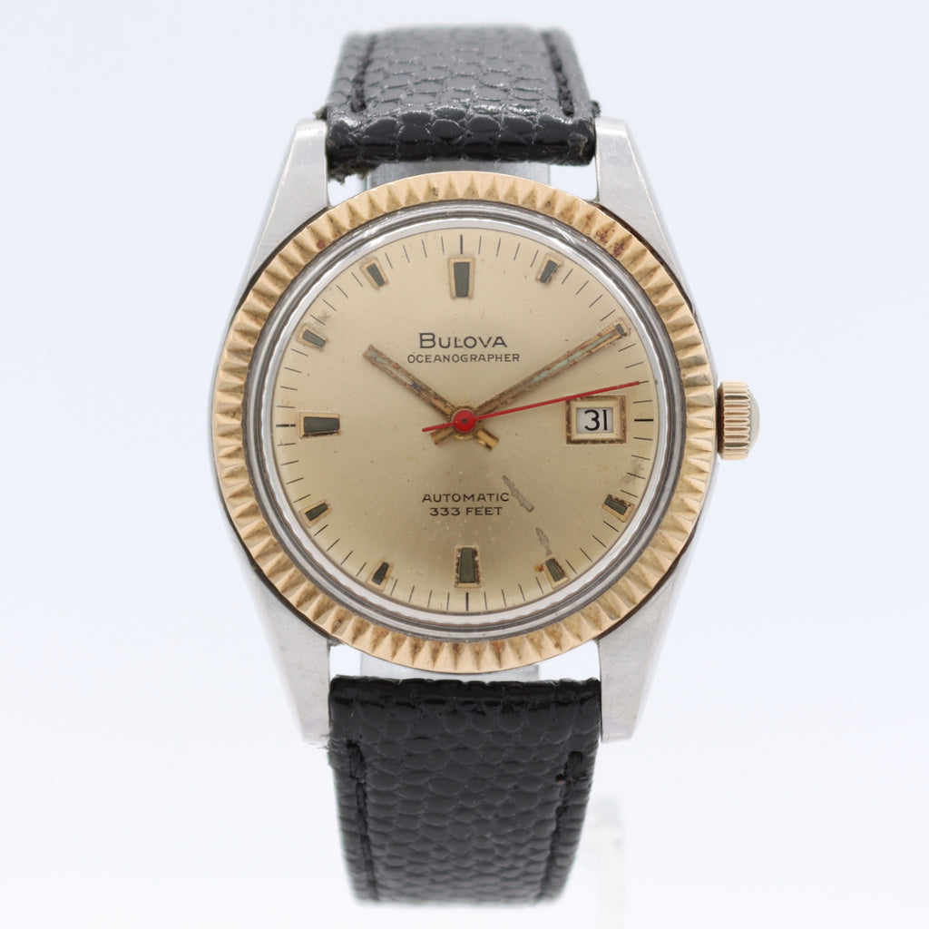 Vintage Bulova N-2892 Oceanographer Men's Automatic Wristwatch 10K Gold Bezel