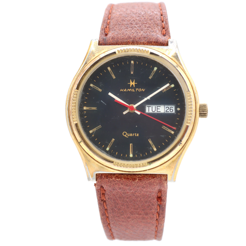 Vintage 36mm Hamilton 908080 Men's Quartz Wristwatch Swiss Base Metal
