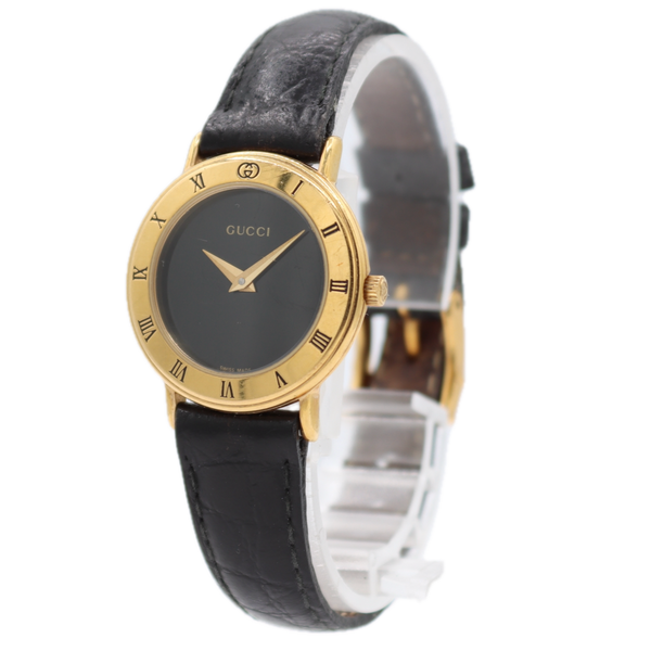 25.5mm Gucci 3000.2.L Roman Numeral Ladies Quartz Wristwatch Swiss Gold Plated