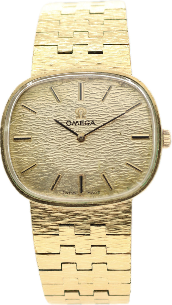 Vintage 31mm Omega Gold Bark Ladies Mechanical Wristwatch 625 Swiss Gold Plated