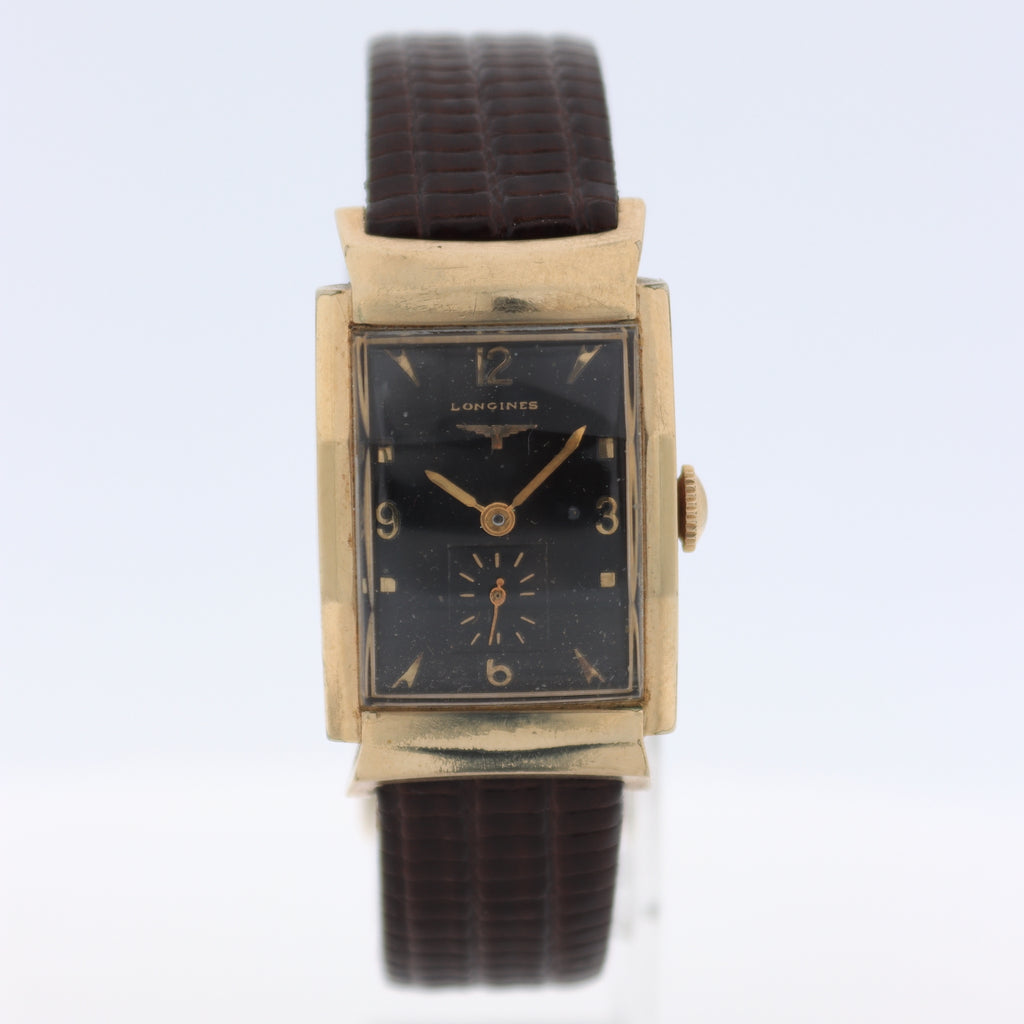 Vintage Longines 6887 Black Men's Mechanical Wristwatch 9LT Swiss 10k GF Runs