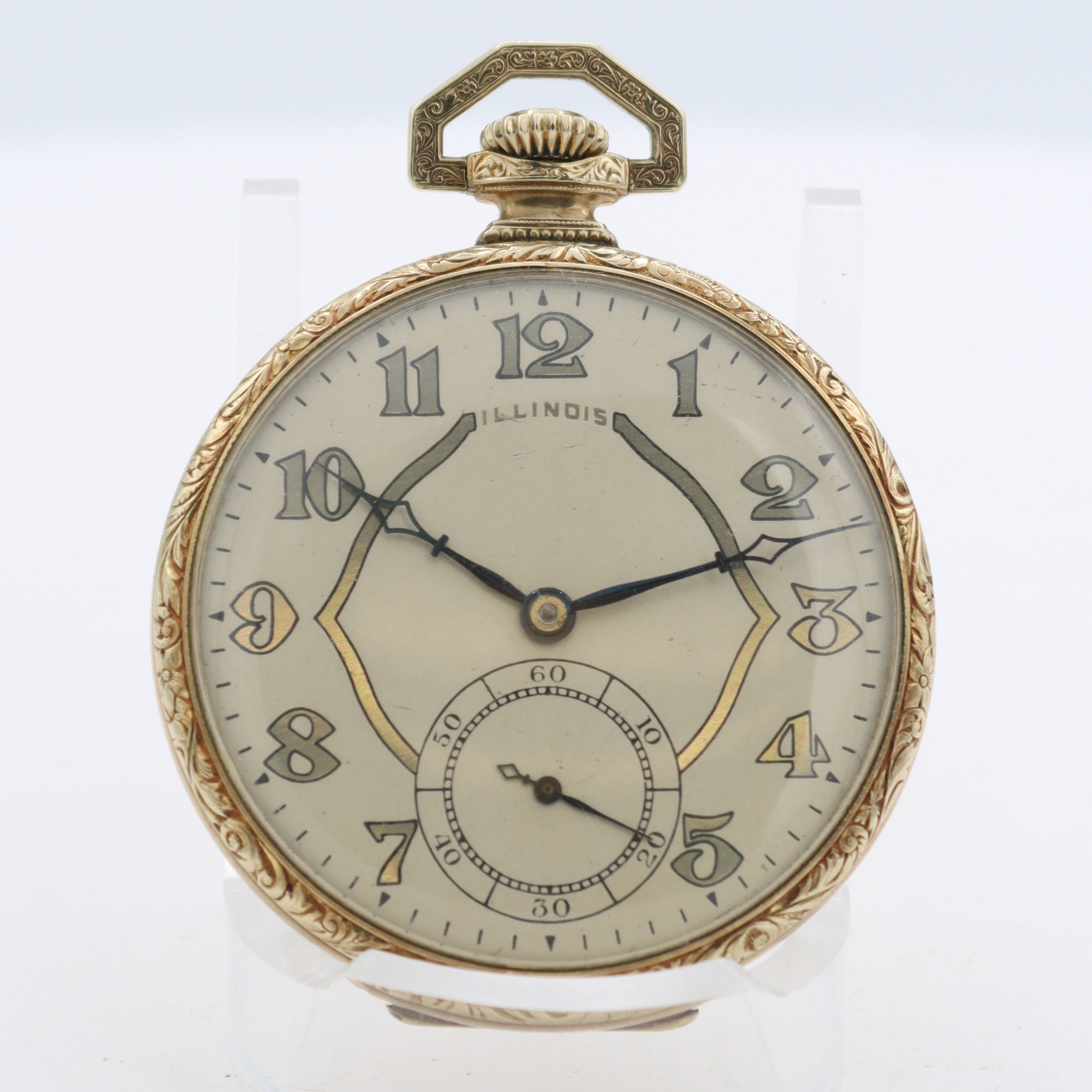 Antique 16s Illinois Enamel Mechanical Pocket Watch 127 Gold