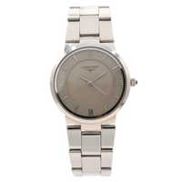 Vintage 33mm Longines 7762102 Extra-Thin Men's Quartz Wristwatch Swiss Steel