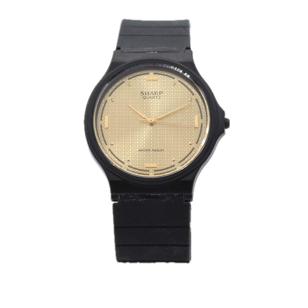 Vintage Sharp 383603 Gold Dial Men's Quartz Wristwatch Japan PVD CoatedWith Box