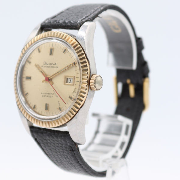 Vintage Bulova N-2892 Oceanographer Men's Automatic Wristwatch 10K Gold Bezel