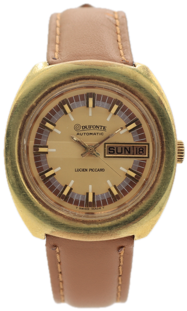 Vintage Lucien Piccard Dufonte Men's Automatic Wristwatch 908 Swiss Gold Tone