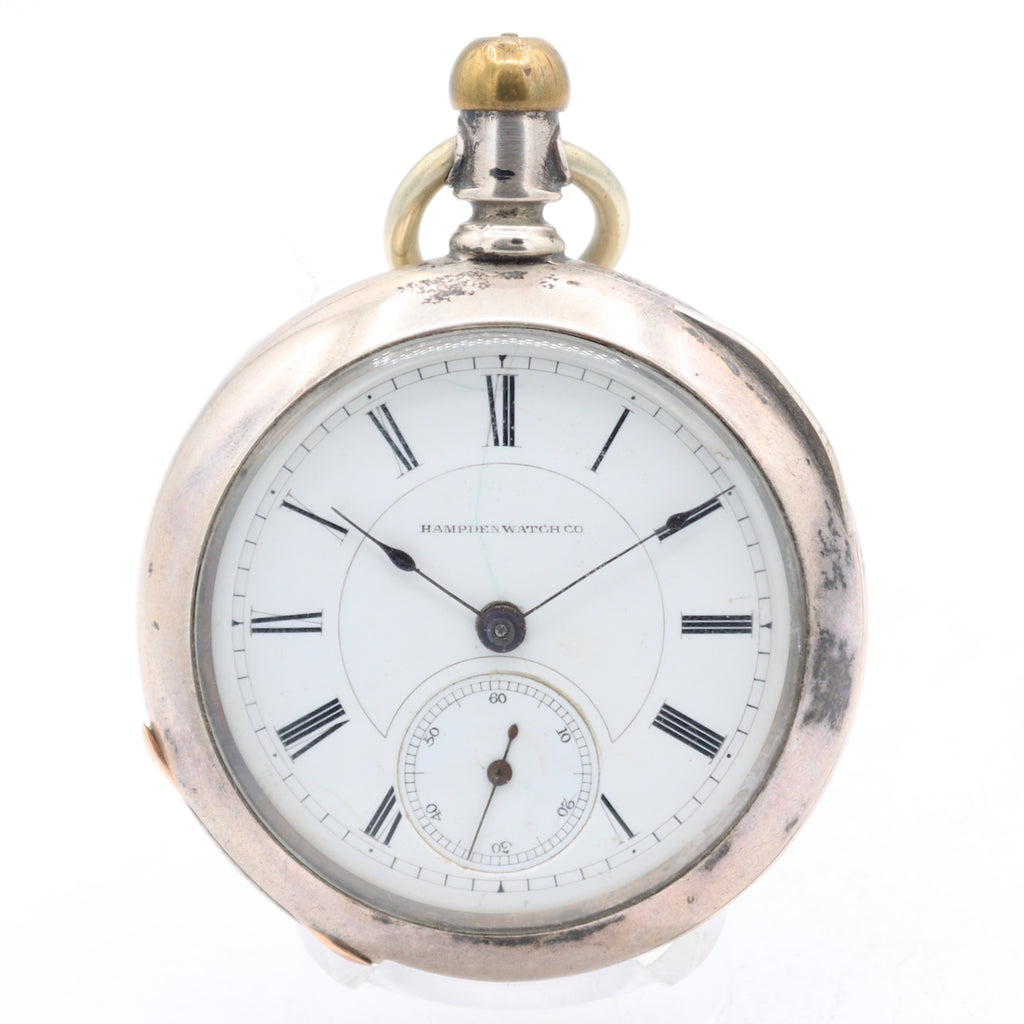 Antique 18s 1885 Hampden 11 Jewel Mechanical Pocket Watch 57 Coin Silver USA