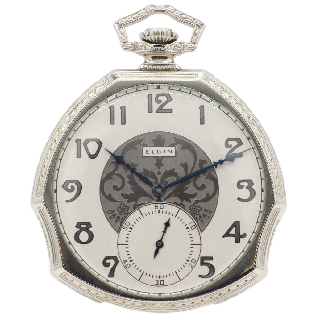Antique 12s 1926 Elgin Art Deco Mechanical Pocket Watch 345 14k GF USA Runs