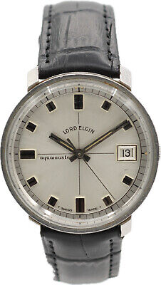 Vintage 34mm Lord Elgin 2363 Aquamaster Men Automatic Wristwatch 994 Swiss Steel
