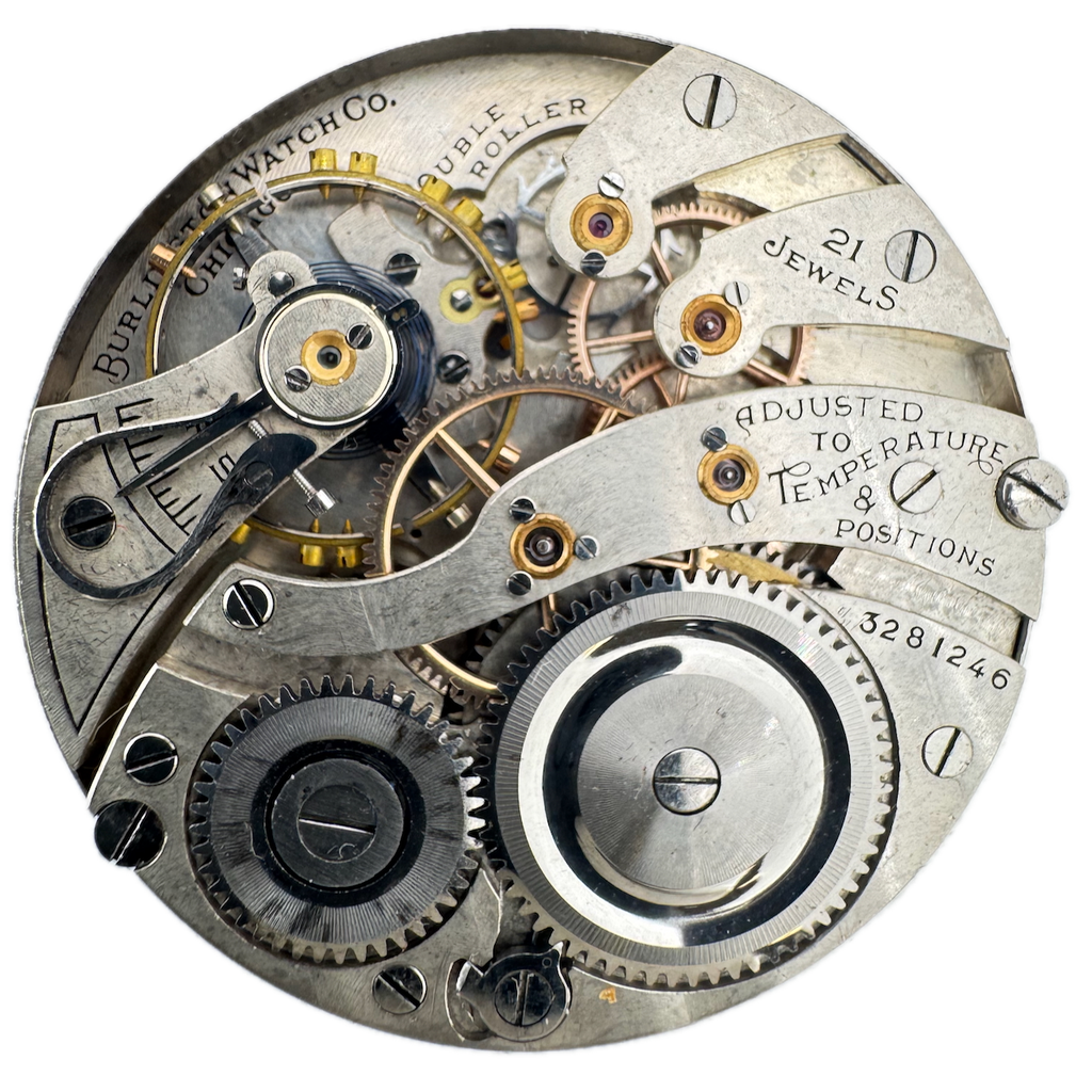 Antique 16s Burlington 21 JewelMechanical Pocket Watch Movement Illinois 108