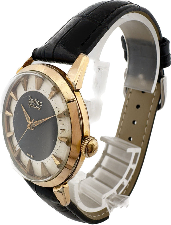 Vintage Zodiac 1094 Glorius 17 Jewel Men Mechanical Wristwatch Swiss wTuxedoDial