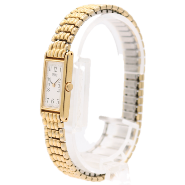 Vintage 13mm Seiko 2E20-6129 Tank Style Ladies Quartz Wristwatch Japan Two Tone