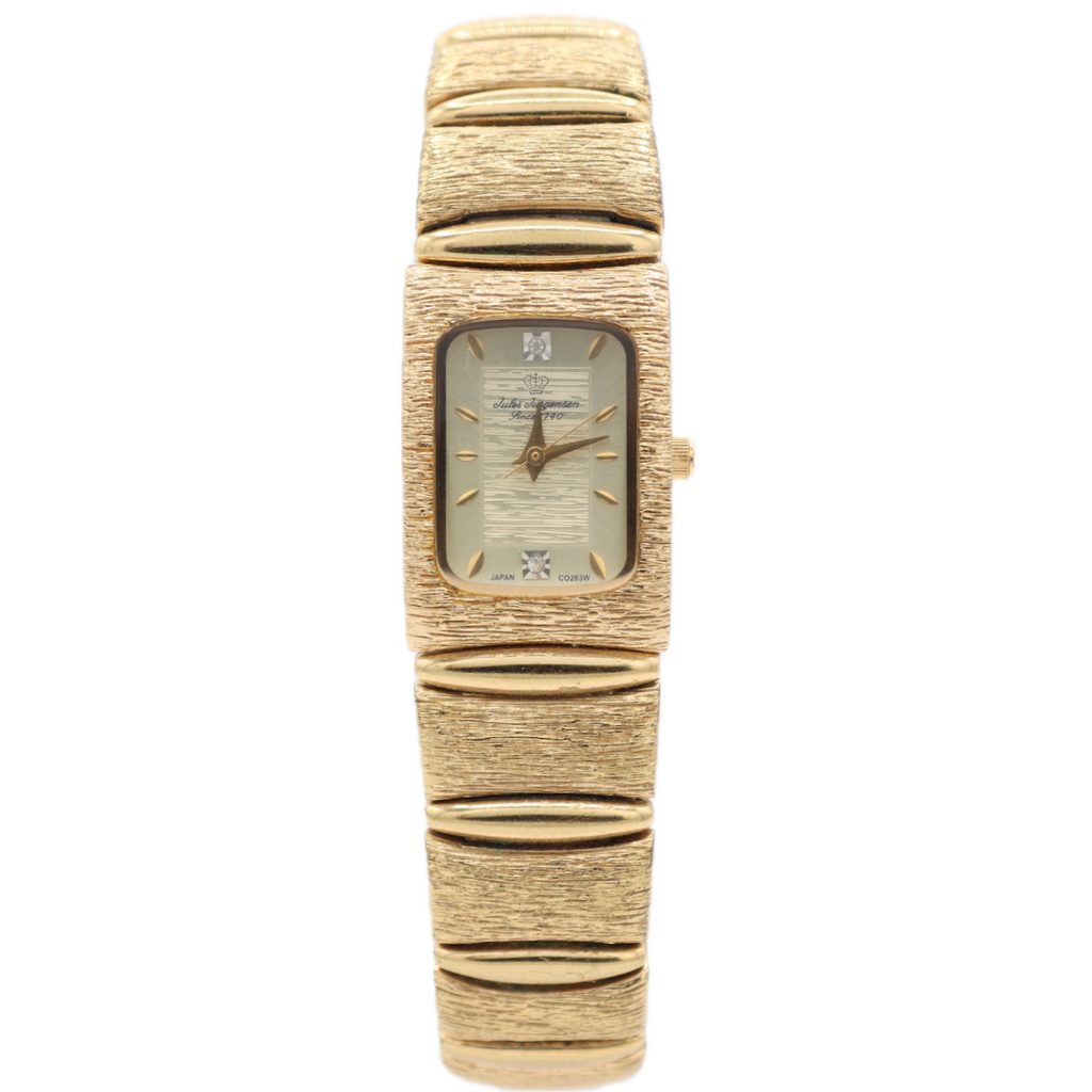 Vintage Jules Jurgenson C0263W Diamond Ladies Quartz Wristwatch 5Y30D Gold Tone
