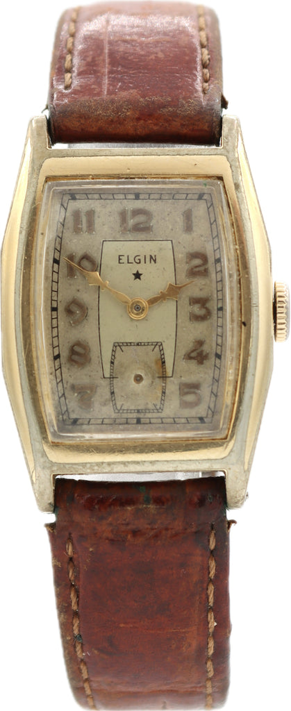 Vintage 25mm Elgin Barrel Men's Mechanical Wristwatch 526 USA Gold Filled