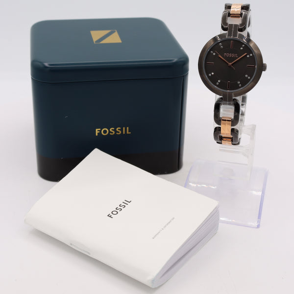 Fossil BQ3947 Kerrigan Ladies Quartz Wristwatch Gun Metal/Rose Gold With Box