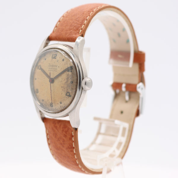 Vintage 31.5mm Zodiac 799 Hermetic 17J Men's Mechanical Wristwatch Swiss Steel