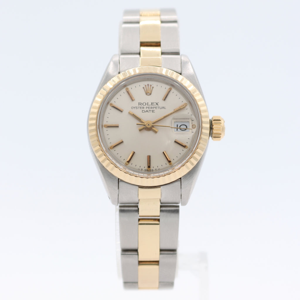 Vintage 26mm 1980 Rolex 6917 Date Ladies Automatic Wristwatch Swiss Steel & Gold