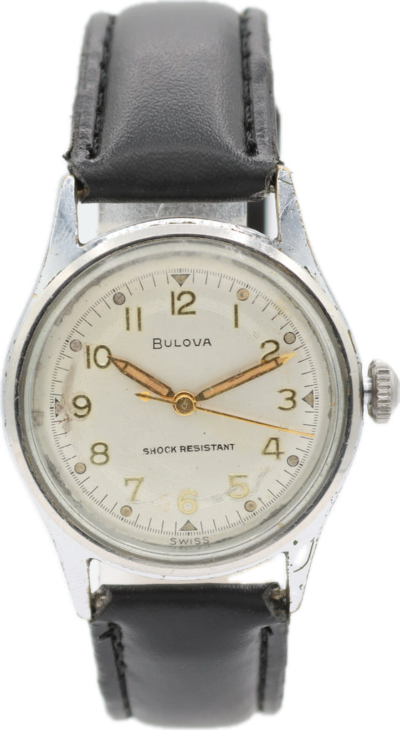 Vintage 32mm Bulova Watertite Men's Mechanical Wristwatch Swiss Base Metal