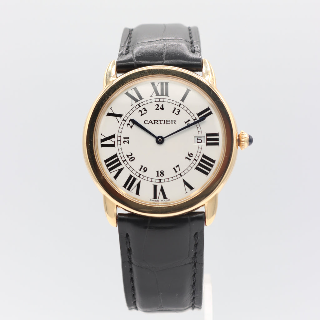 36mm Cartier Ronde Solo de Cartier Men's Quartz Wristwatch Swiss Made 18k Gold