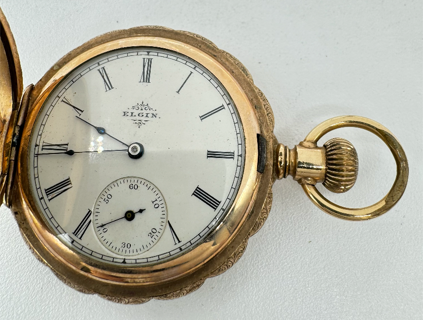 Antique 6 Size Elgin Scalloped Mechanical Hunter Pocket Watch 117 Gold Filled