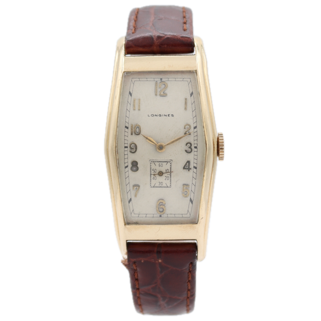 Vintage 23mm 1938 Longines Curved Men's Mechanical Wristwatch 8LN Swiss 10k GF