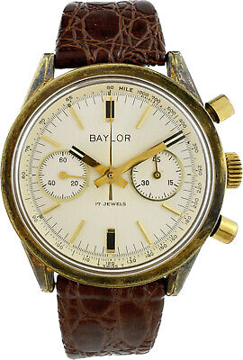 Vintage Baylor Chronograph Wristwatch Landeron 149 Swiss Round w ConcaveBezel #3