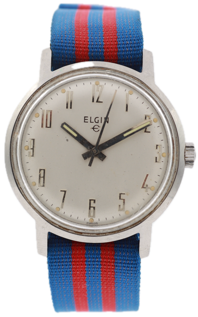 Vintage Elgin Arabic Numeral Men's Mechanical Wristwatch 327 Swiss Steel