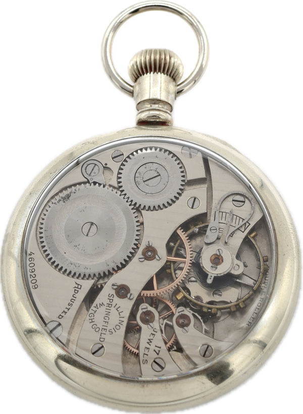 Antique 16 Size Illinois Salesman Mechanical Open Face Pocket Watch Grade 305