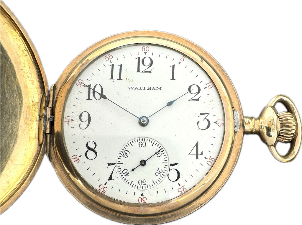 Antique 12S Waltham Tri Colored Gold Hunter Pocket Watch No. 225 14k GF