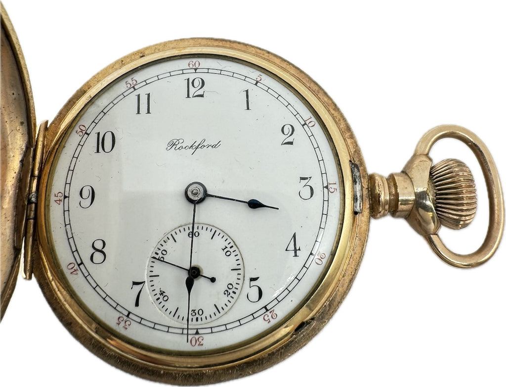 Antique 6 Size Rockford Fancy Mechanical Hunter Pocket Watch Grade 153 14k GF