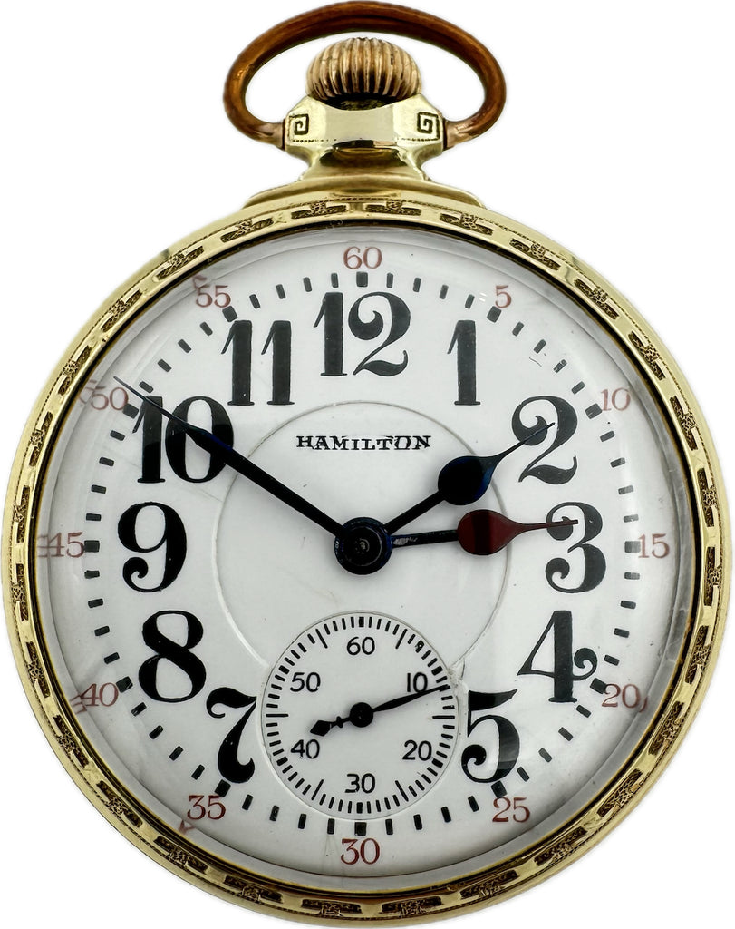 Antique 16S Hamilton Dual Hand Railroad Pocket Watch Grade 992 10k Gold Filled