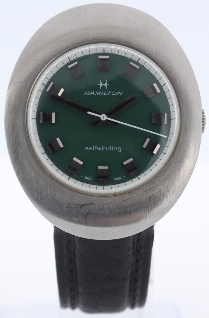 Vintage Hamilton Green Dial Egg Case Men's Automatic Wristwatch 818 Swiss Steel