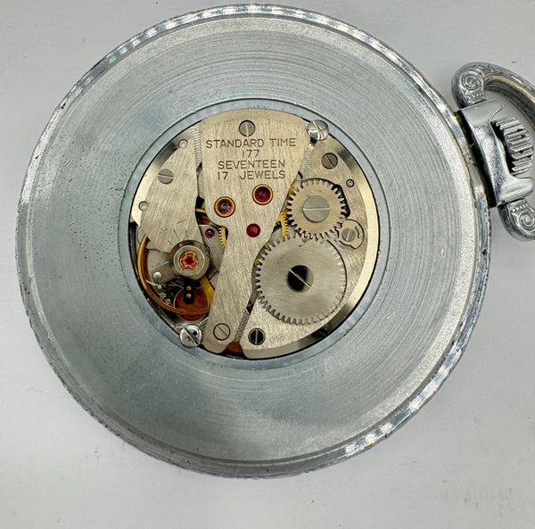 Vintage Vantage Sweep Second Mechanical Pocket Watch Standard Time 177 Chrome