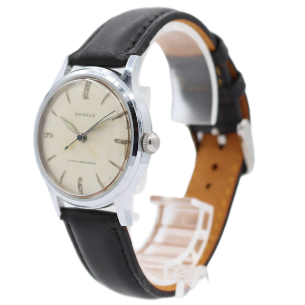 Vintage 33mm Benrus 2155 Men's Mechanical Wristwatch ER23 Swiss Chrome Plated