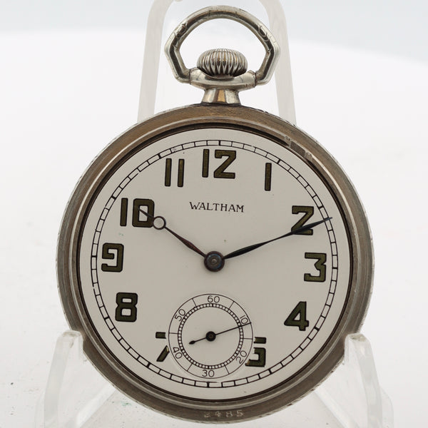 Vintage 16s 1928 Waltham Engraved 7 Jewel Pocket Watch 610 Nickel AlloyUSA