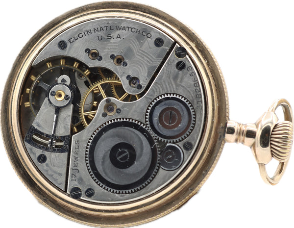 Antique 16 Size Elgin 17 Jewel Mechanical Pocket Watch 386 Fancy Guilloche