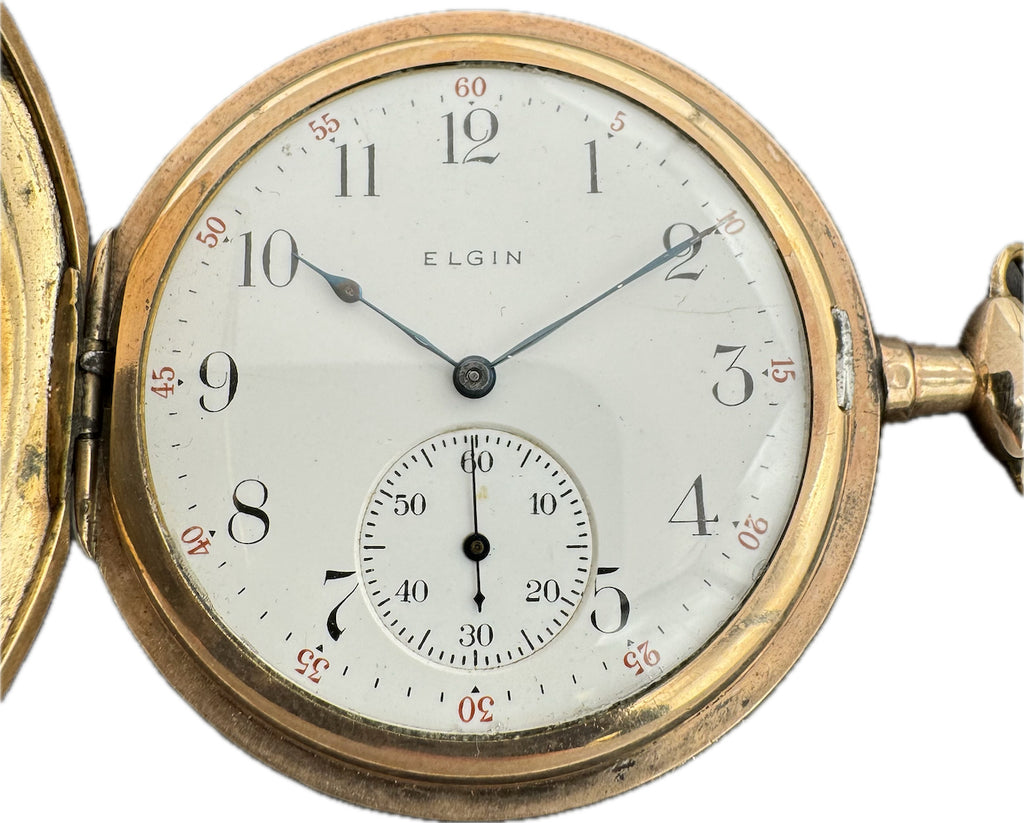 Antique 6 Size Elgin Fancy Mechanical Hunter Pocket Watch 286 10k Gold Filled