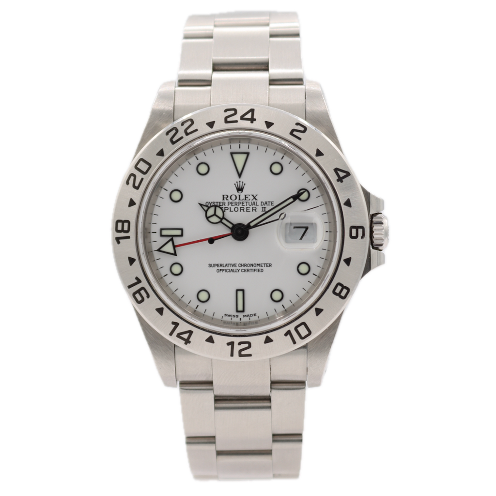 2002 Rolex 16570 Explorer II Men's Automatic Wristwatch Steel Polar GMT W/ Kit