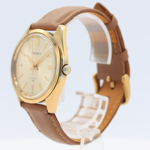 Vintage 37mm Seiko 6300-8009 17j Men's Mechanical Wristwatch Japan Gold Tone