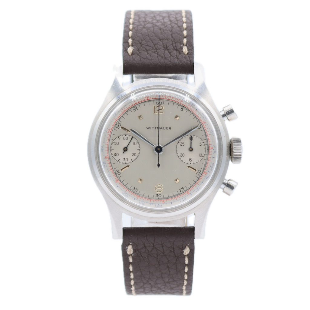 Vintage 36mm Wittnauer 17j Men's Chronograph Wristwatch Venus 188 Swiss Steel