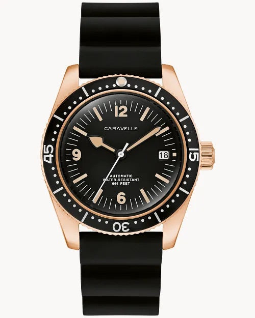 39mm Bulova 44B130 Caravelle Sea Hunter Men's Automatic Wristwatch Gold & Black