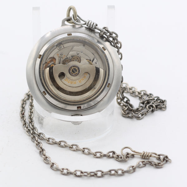 1964 Eterna-Matic Golfer Automatic Pendant Watch 1424UD Date Steel Swiss Runs