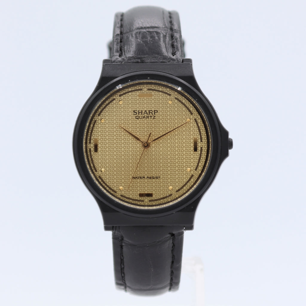 Vintage Sharp 233153 Gold Dial Men's Quartz Wristwatch Japan PVD CoatedWith Box