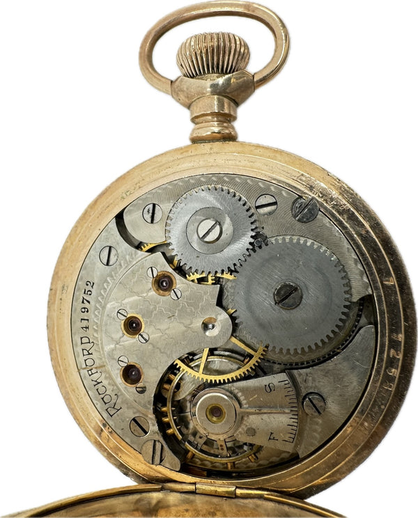 Antique 6 Size Rockford Fancy Mechanical Hunter Pocket Watch Grade 153 14k GF