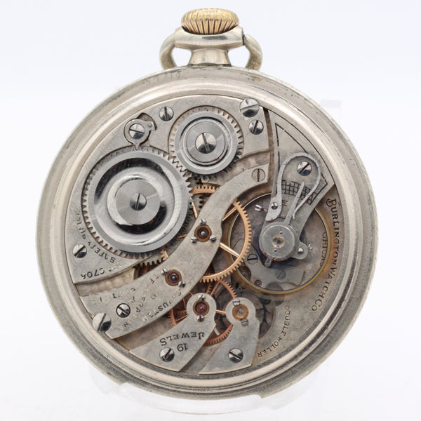 Antique 16s 1916 Burlington 19j Mechanical Pocket Watch 106 Silveroid USA