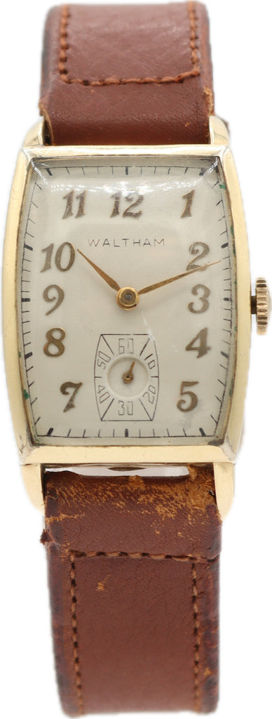 Vintage Waltham Curved Men's Mechanical Wristwatch 750-B USA 10k Gold Filled